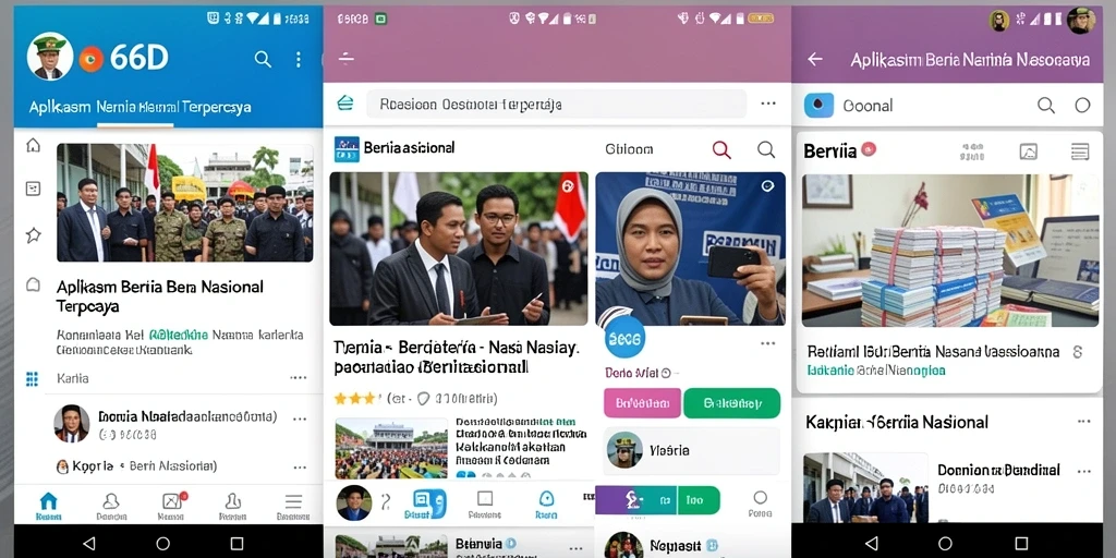 Tampilan utama aplikasi 66D dengan berita Nasional terkini.