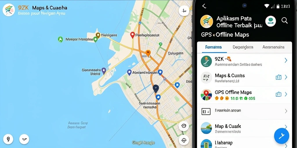 Tampilan antarmuka aplikasi GPS Offline Maps 9ZK yang informatif.