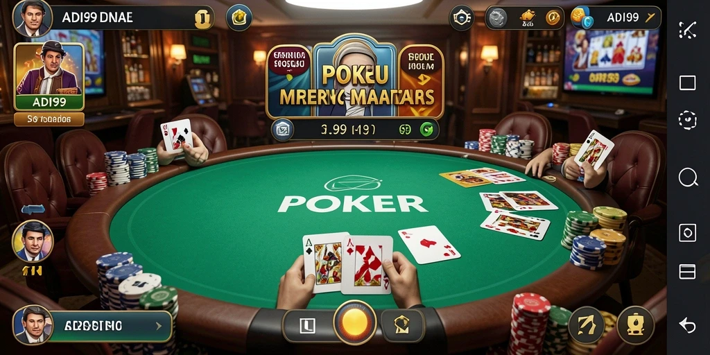 Tampilan antarmuka ADI99 yang menampilkan fitur Poker dengan jelas.
