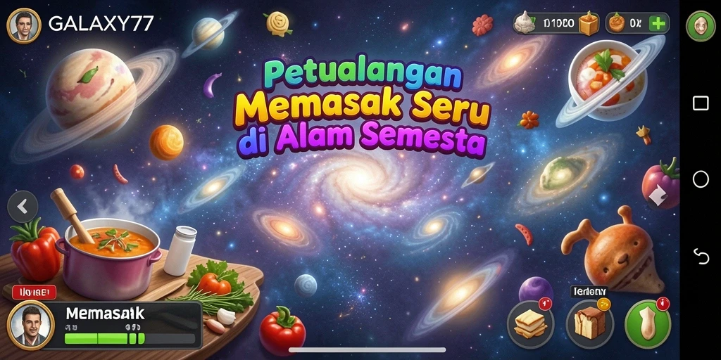 Tampilan antarmuka menarik dalam permainan GALAXY77 yang penuh warna.