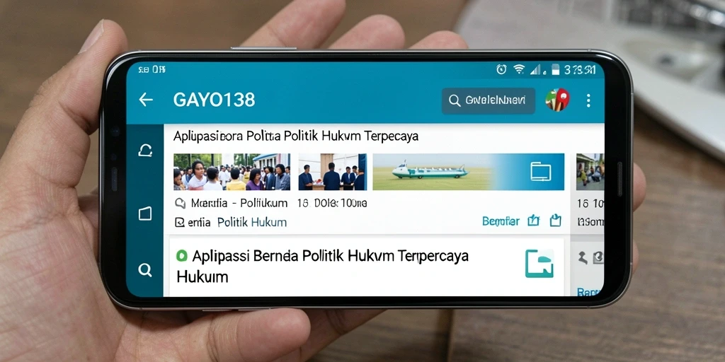 Tampilan antarmuka aplikasi GAYO138 tentang berita politik dan hukum.