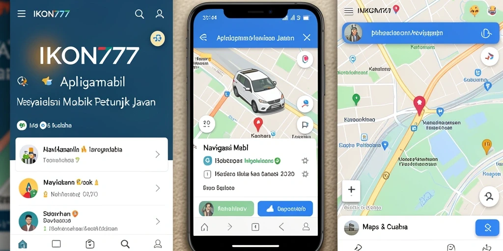 Tampilan antarmuka aplikasi Navigasi Mobil IKON777 yang user-friendly.