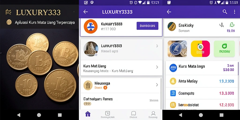 Antarmuka LUXURY333 yang intuitif dan informatif untuk kurs mata uang.