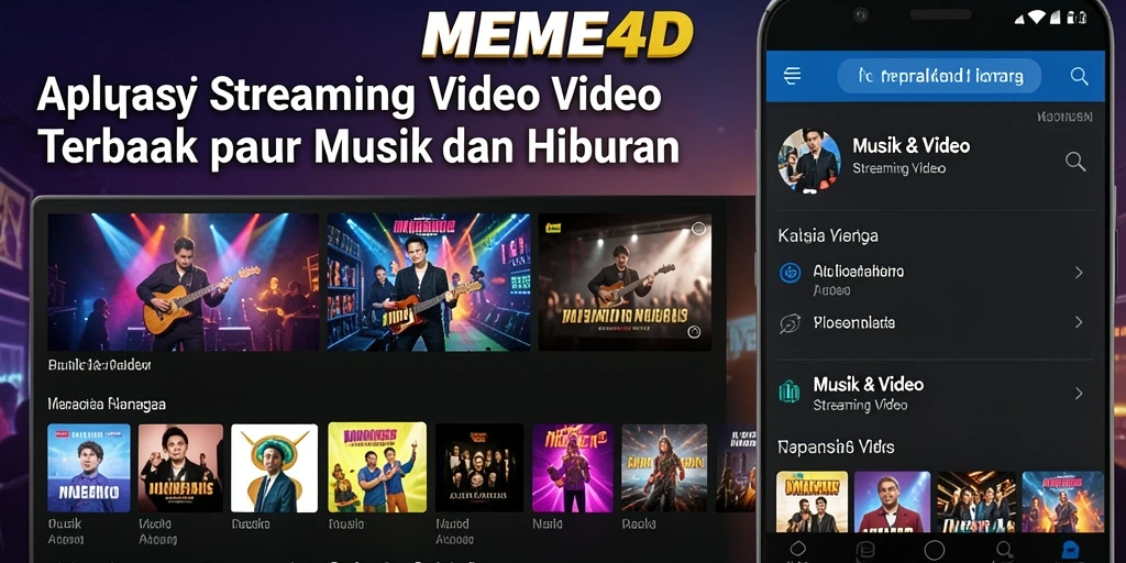 Screenshot aplikasi MEME4D menampilkan antarmuka Streaming Video yang menarik.